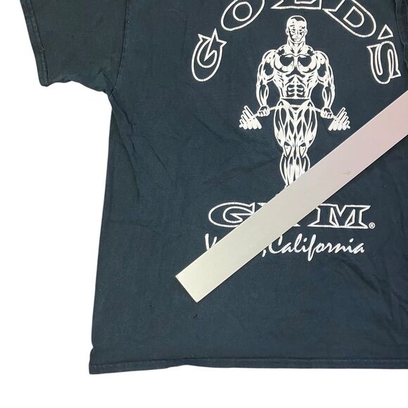 Vintage Golds Gym T Shirt L Black Venice California Distressed Pinholes - Picture 6 of 12